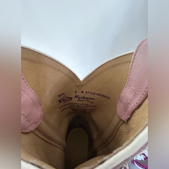 Masterson Boot Co. Pink Leather Youth Western Boots Size 13 - Picture 8 of 8